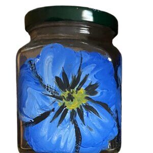 Hand-Painted Blue Flower Jar